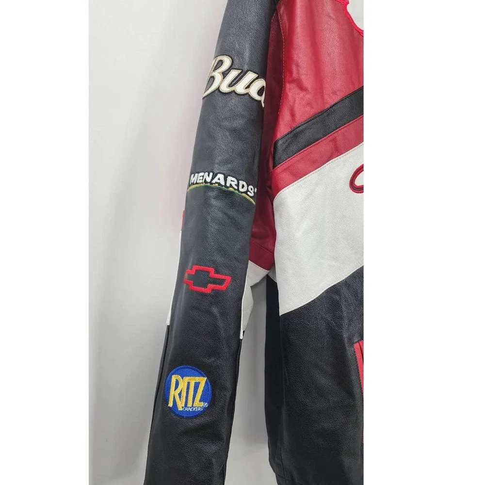 90's‎ Y2K Men's Wilsons Leather Dale Jr Budweiser Racing Jacket NASCAR 2XL